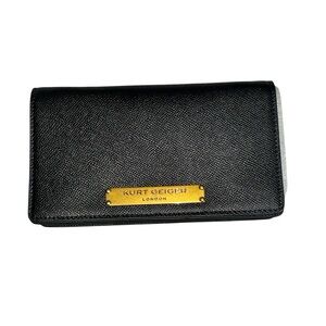 Kurt Geiger Black Leather Crossbody with Gold Logo Plate and Gold Chain NWT